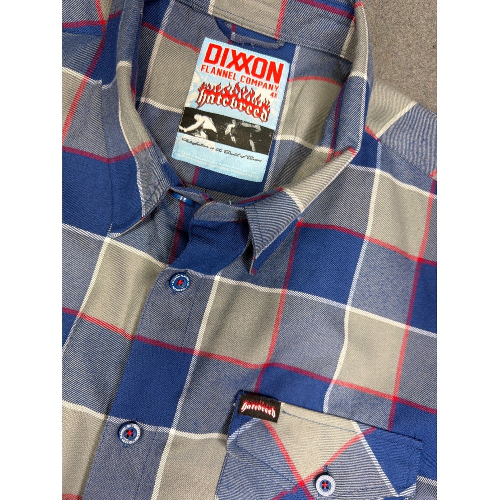DIXXON Flannel Co HATEBREED Mens 4X Button Down Shirt Plaid Long Sleeve Limited